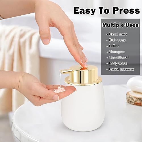 Miniatura 5 de HarJue Dispensador de jabón de cerámica, dispensador de bomba de jabón para platos, dispensador de jabón de manos para fregadero de cocina, baño,