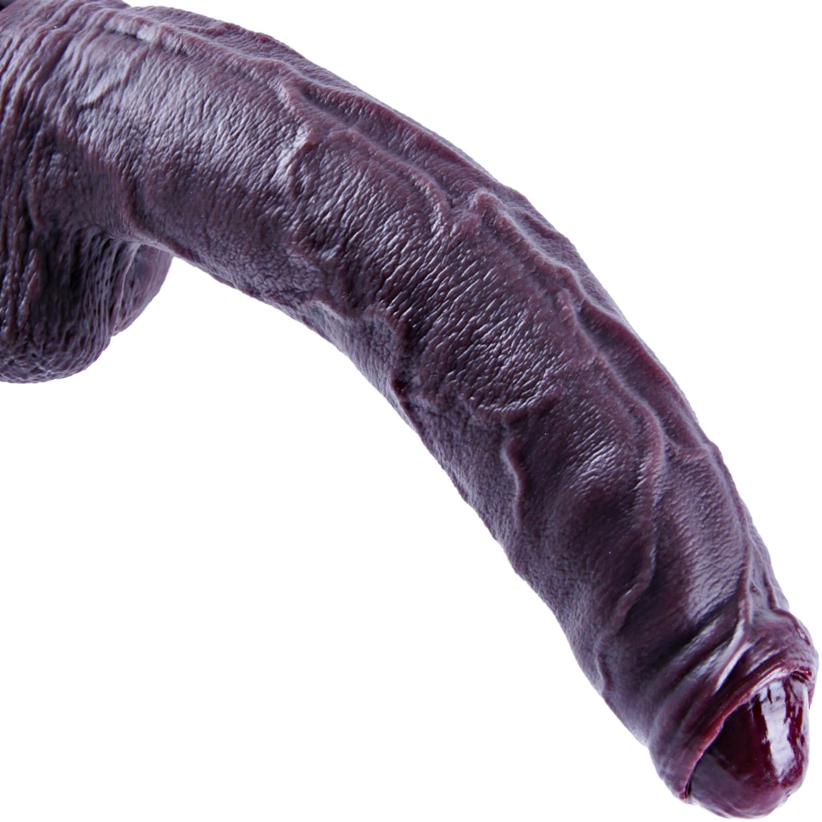 34,5 cm XXL riesiger unbeschnittener Dildo, riesiger realistischer Dildo mit Vorhaut, dicker schwarzer Silikondildo mit großem Saugnapf, extra langerDildo, breiterDildo für fortgeschrittene Spieler