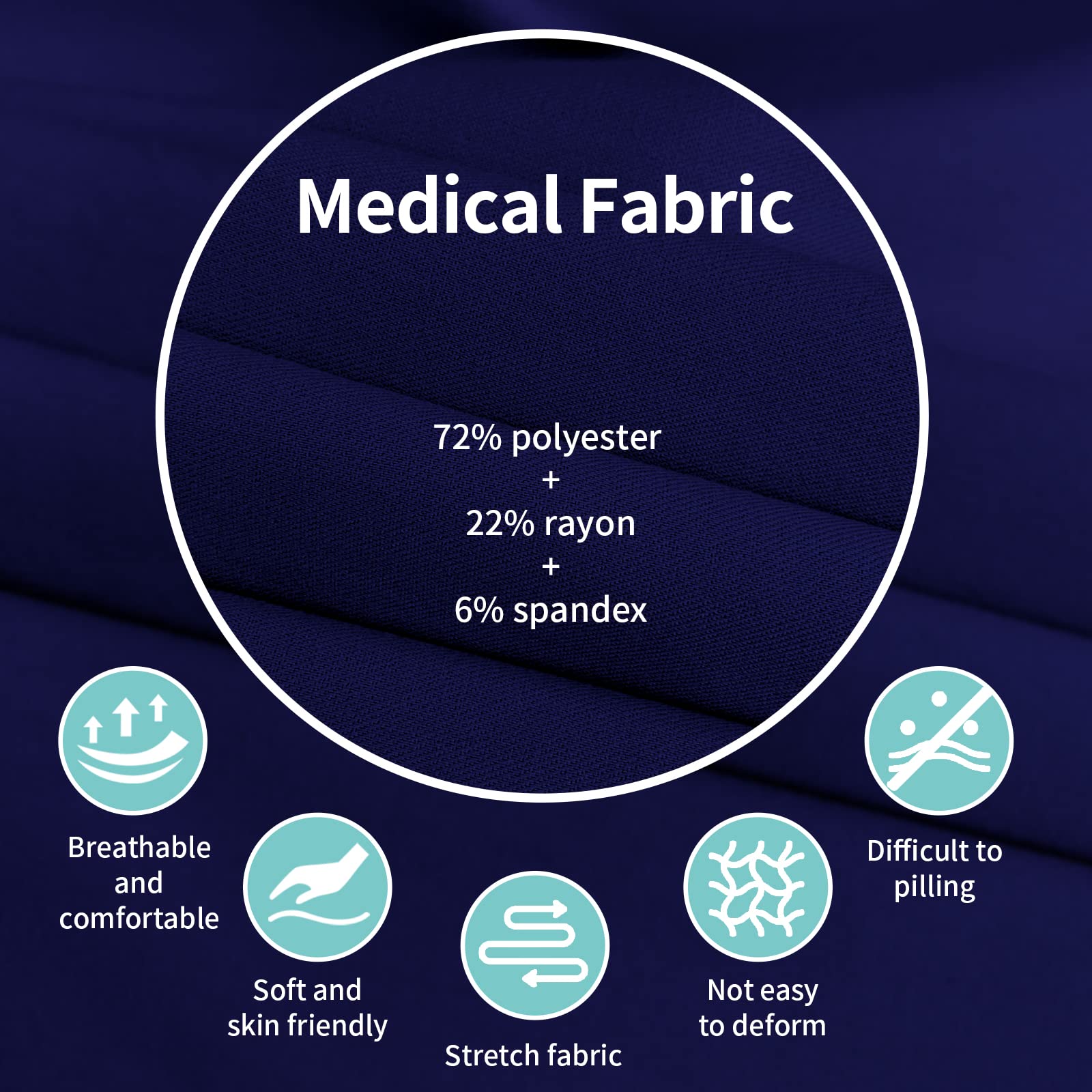 niaahinn Classic Scrub Set for Women - V-neck Scrub Top & Stylish Scrub Pants with Multi Pocket (Navy Blue,XL,X-Large)