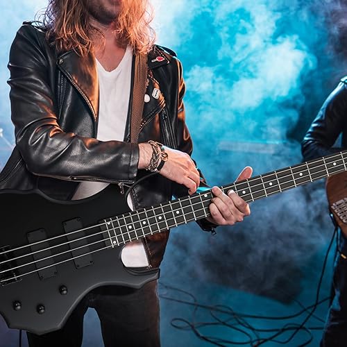 Miniatura 6 de Ktaxon Juego de bajo eléctrico estilo fuego con bolsa de bajo portátil, cable premium, correa de guitarra ajustable, herramienta de llave, plectrum