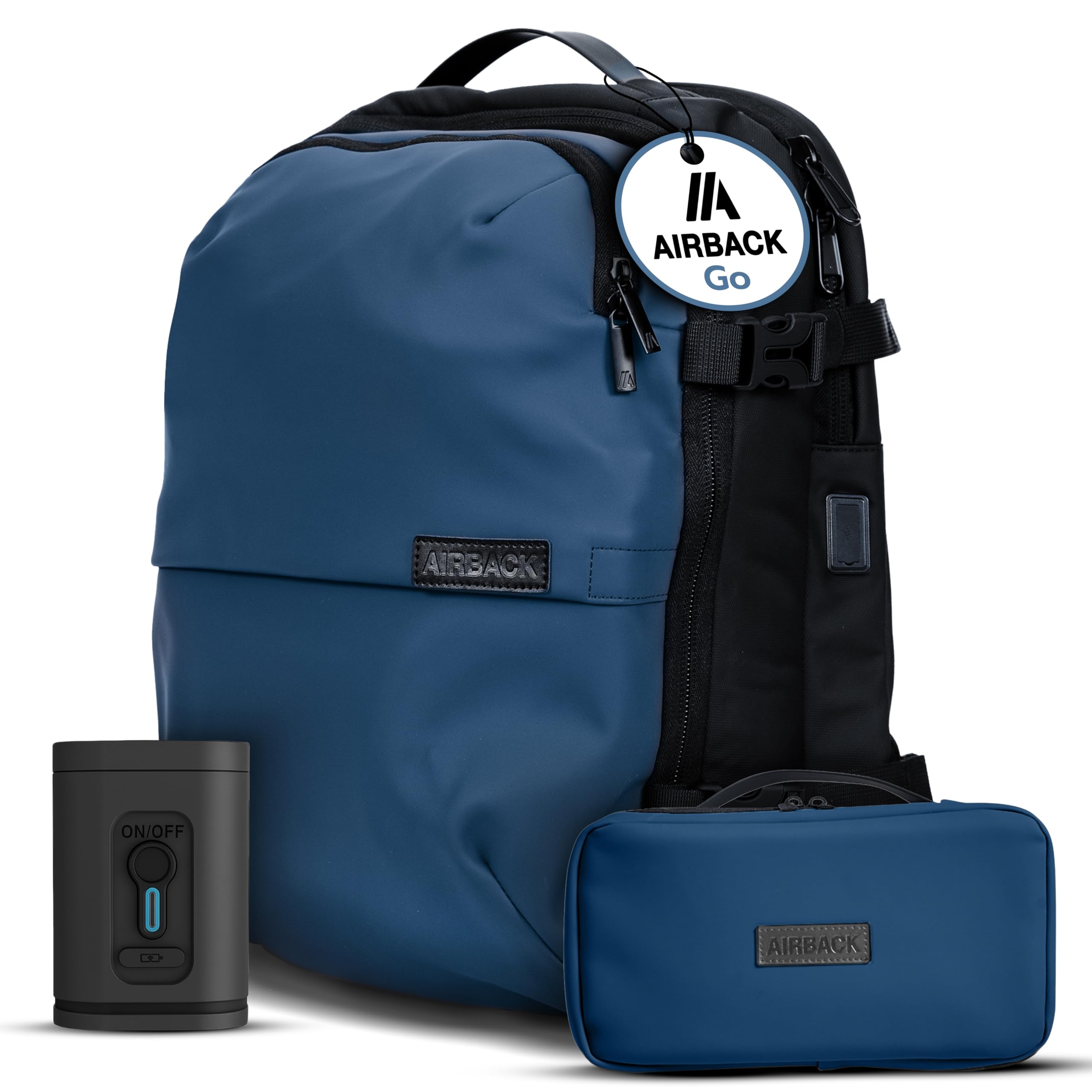 Airback Torba kabinowa, wraz z kosmetyczką i pompką do systemu próżniowego, bagaż pod siedzeniem, na weekendowe podróże, pasuje do Easy Jet, niebieski morski, Underseat Bundle