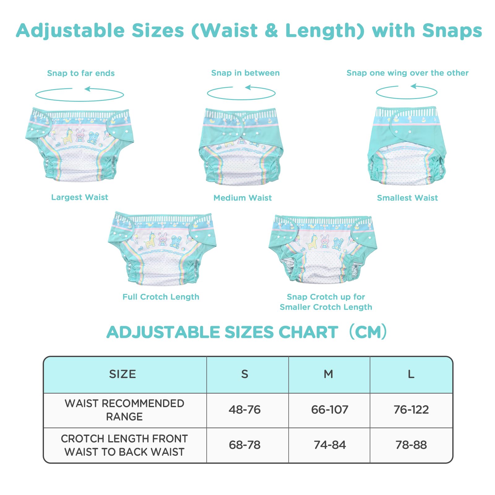 LittleForBig Lavabile Regolabile Riutilizzabile Panno Impermeabile Adulto Pannolino Wrap Copertura - Baby Parade Blue L