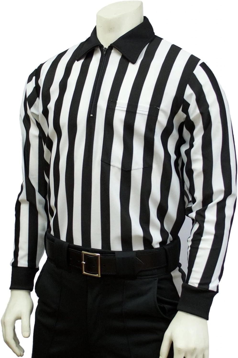 Smitty | FBS-102 | 100% Warp Knit Polyester Long Sleeve Shirt | 1" Stripe | Byron Collar and Front Collar | Football Lacrosse | Official's Choice! (XL)
