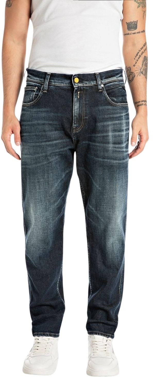 REPLAY Herren Jeans Sandot Tapered-Fit, Blau (Dark Blue 007), 27W / 30L