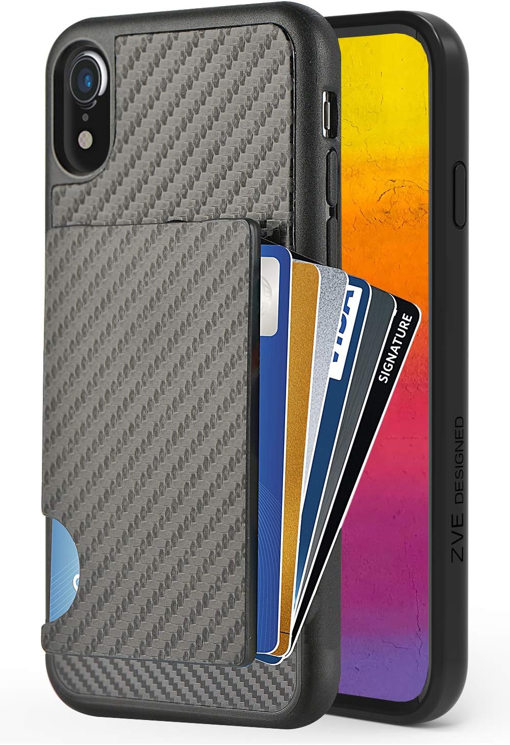 ZVEdengiPhone Wallet Case, iPhone Card Holder Case, iPhone Case with Credit Card Holder Shockproof Protective Wallet Case for Apple iPhone iPhone XR 6.1''