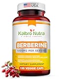 Kaibro Nutra Berberine Supplement 1000mg, Berberine HCL for Immune System, Glucose Support, Circulatory & Gastrointestinal Health, Vegan & Gluten-Free, 120 Capsules