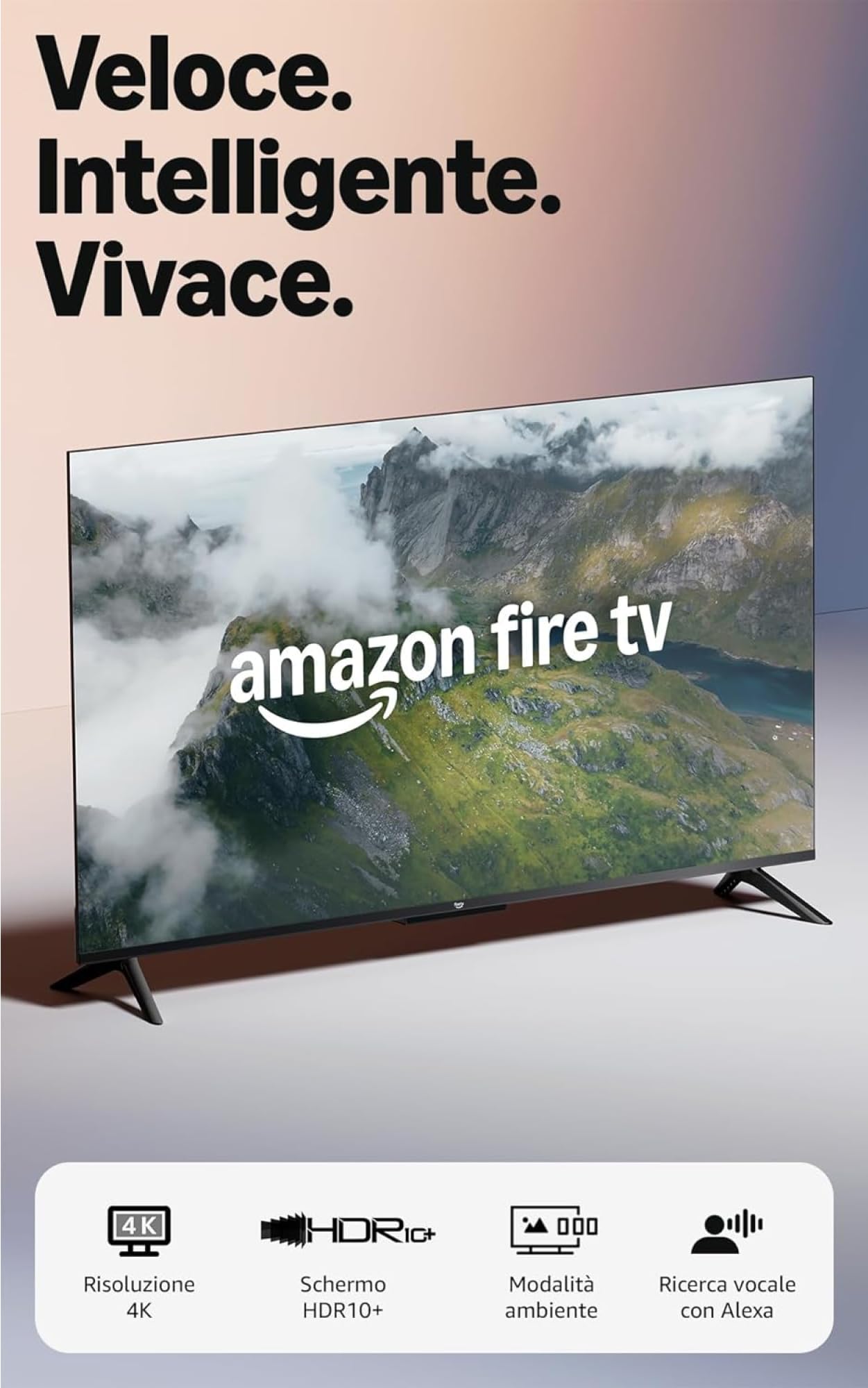 Amazon Ember Serie 4 da 55" con Fire TV, smart TV 4K Ultra HD con telecomando Alexa, processore veloce, Dolby Audio, modalità ambiente, TV in diretta gratuita + Fire TV Soundbar Plus di Amazon