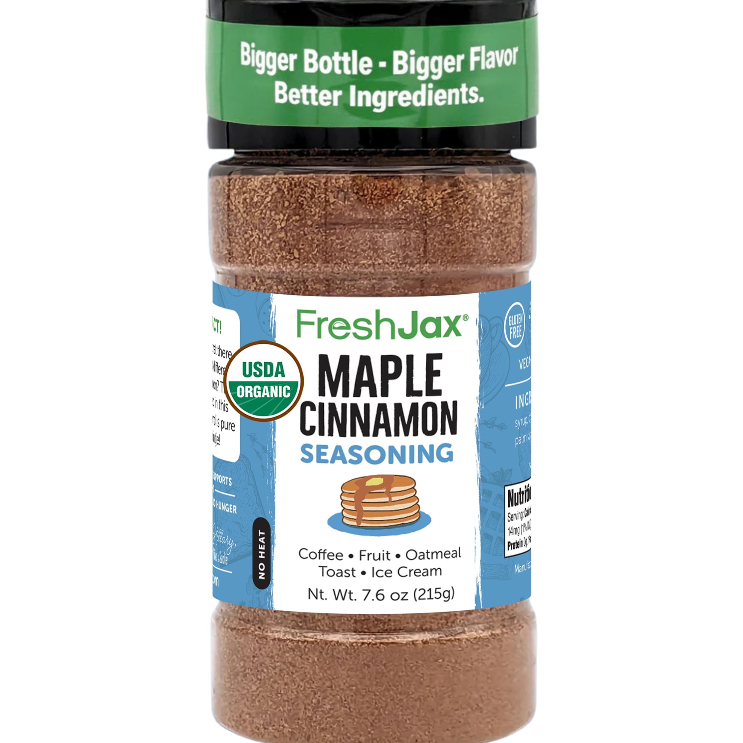 FreshJax Organic Maple Cinnamon Topping (7.6 oz) – Sweet Maple Spice for Coffee, Popcorn & Baking, Gourmet Seasoning