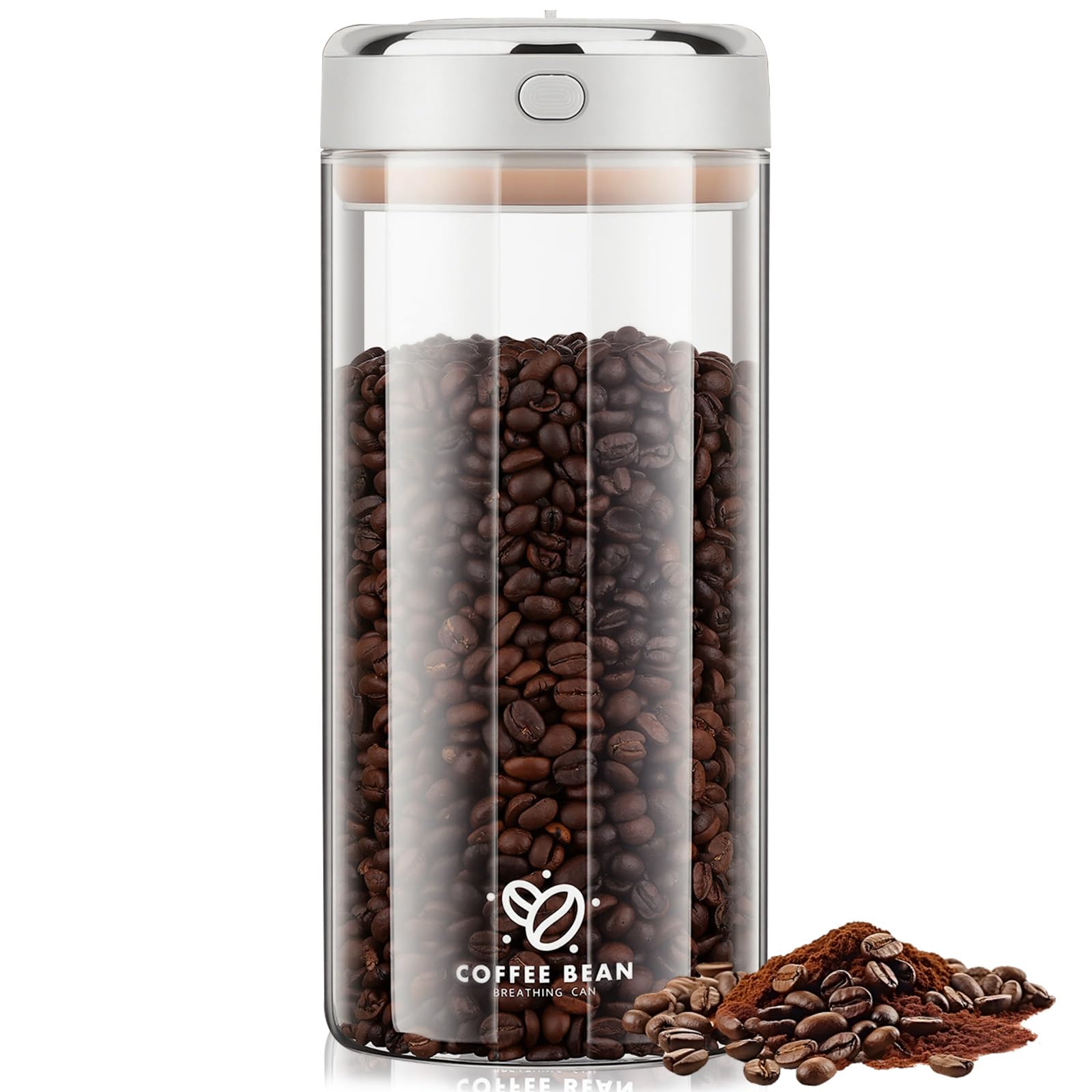 Fentar 1700ML Airtight Coffee Canister with One-way CO2 Valve, Borosilicate Glass Vacuum Coffee Bean Storage Canister with Date Tracker, Wide-Mouth Storage Container for Sugar, Tea, Nut
