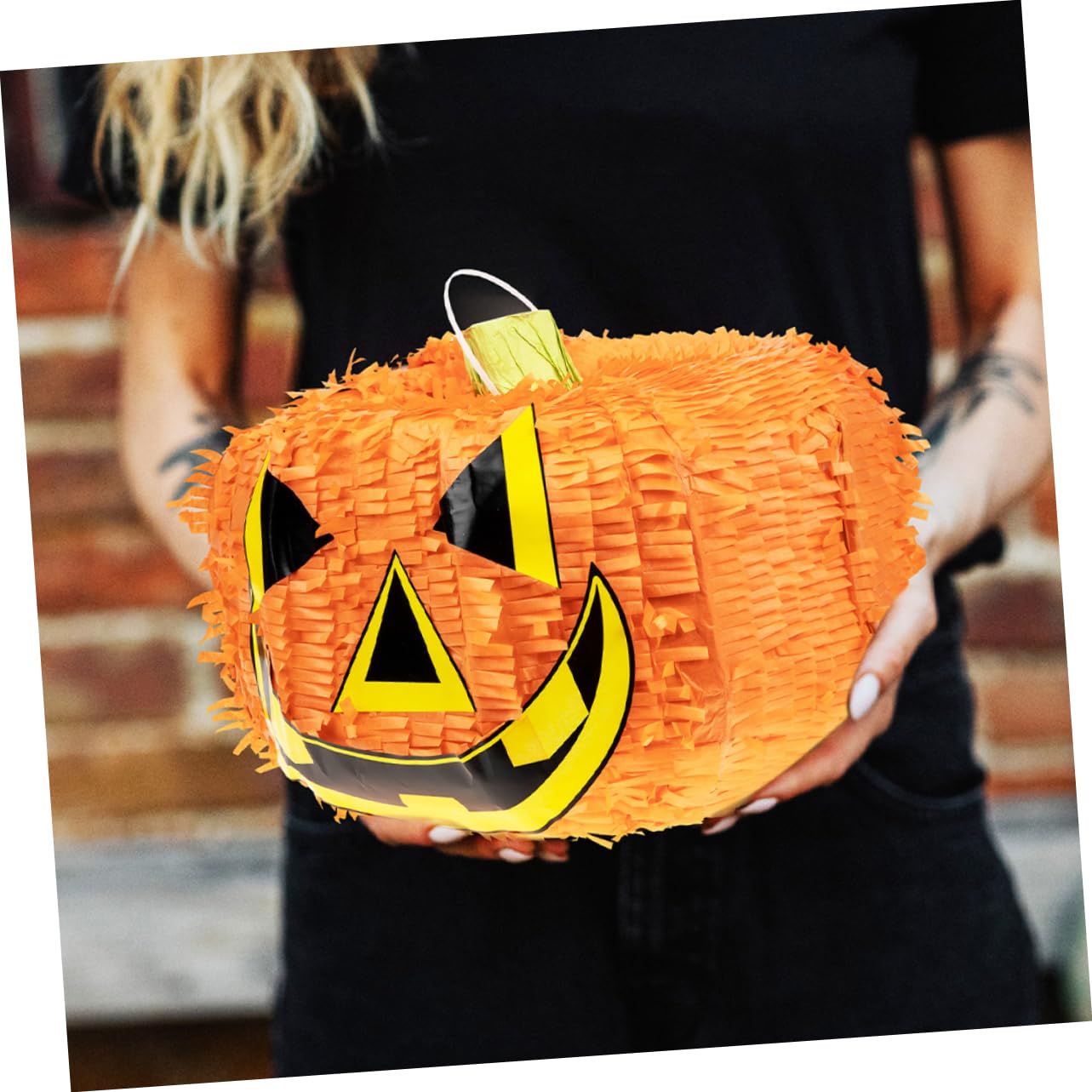 YARNOW Halloween Pinata Kleine Faltbare Kürbis Pinata mit Schläger Party Spiel Dekoration für Halloween und Geburtstage
