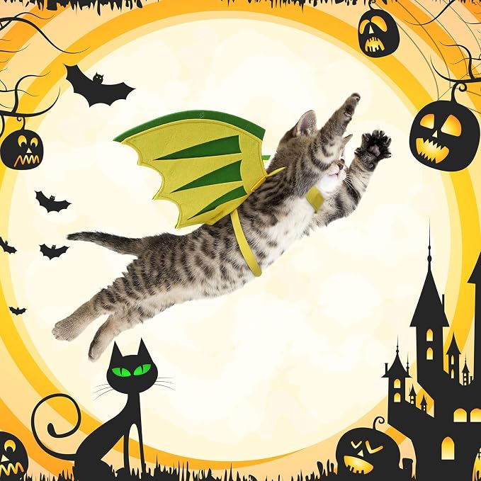 Disfraz de Halloween para mascotas 2 piezas alas de murciélago y dragón miniatura 3