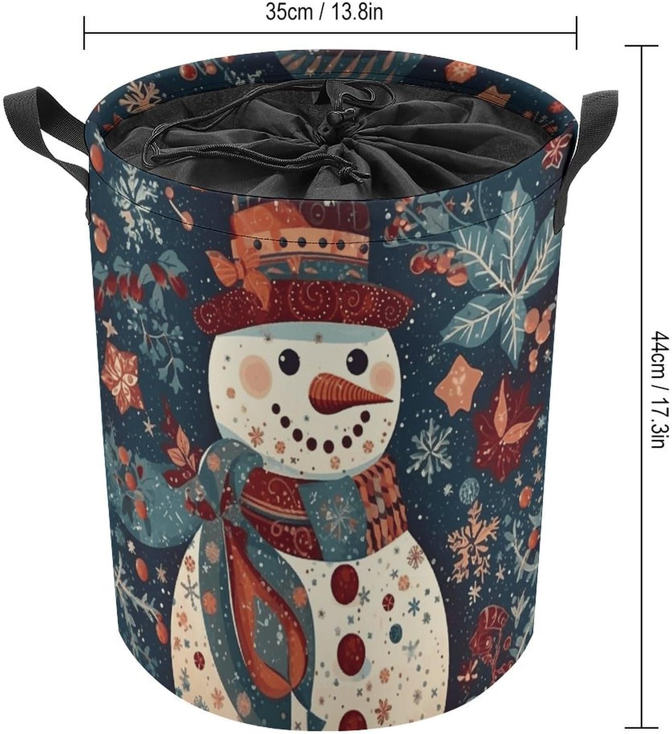 Laundry Basket Laundry Bag Snowman Patchwork Pattern Printed Foldable Laundry Basket with Easy Carry Handles for Clothes Towels in The Family And Dorm