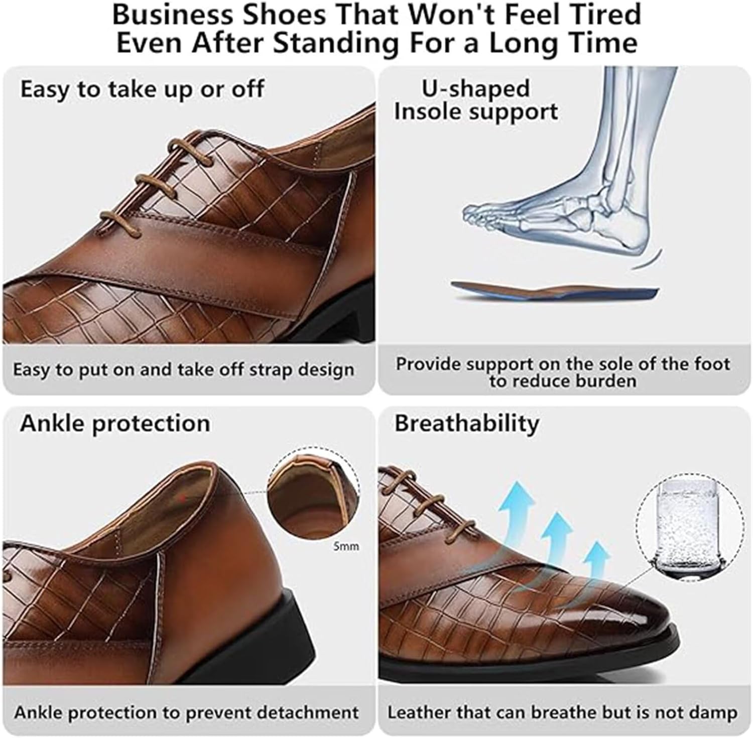 SANNAX Men’s Oxfords Formal Lace Up Dress Shoes, Classic Business Casual Leather Shoes for Men - Image 5