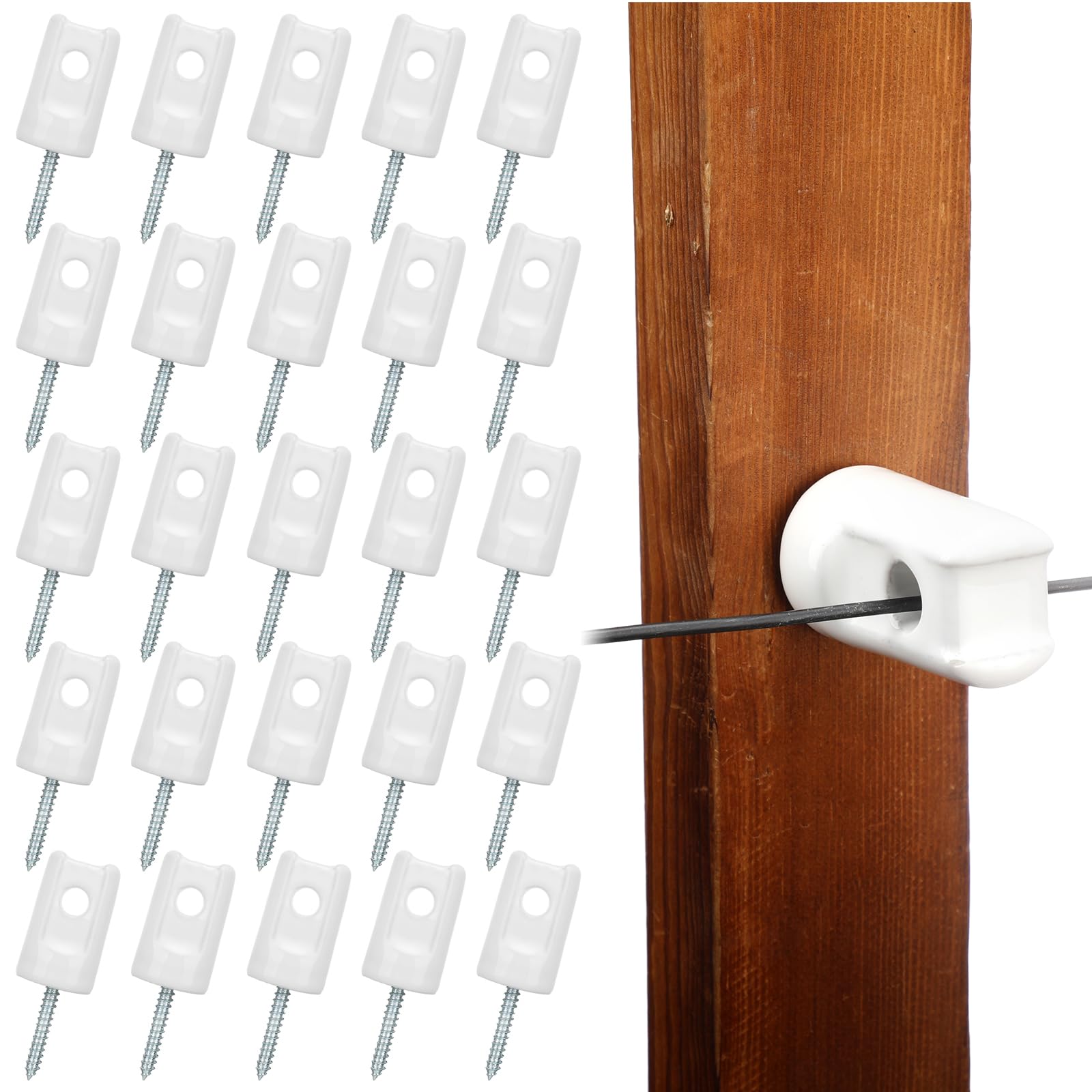 blulu 25 pack ceramic electric fence insulator heavy duty ceramic porcelain lag screw insulator for wooden post electrical wire ground fencing agricultural and ranchers supplies