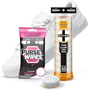 SneakERASERS Instant Midsole and Sneaker Clean - Premium Shoe Cleaning Kit with Dual-Sided Sponges - Effective Shoe Cleaner for White Sneakers, Tennis Shoes - Easy, Gentle Rub Design, 10 Pack