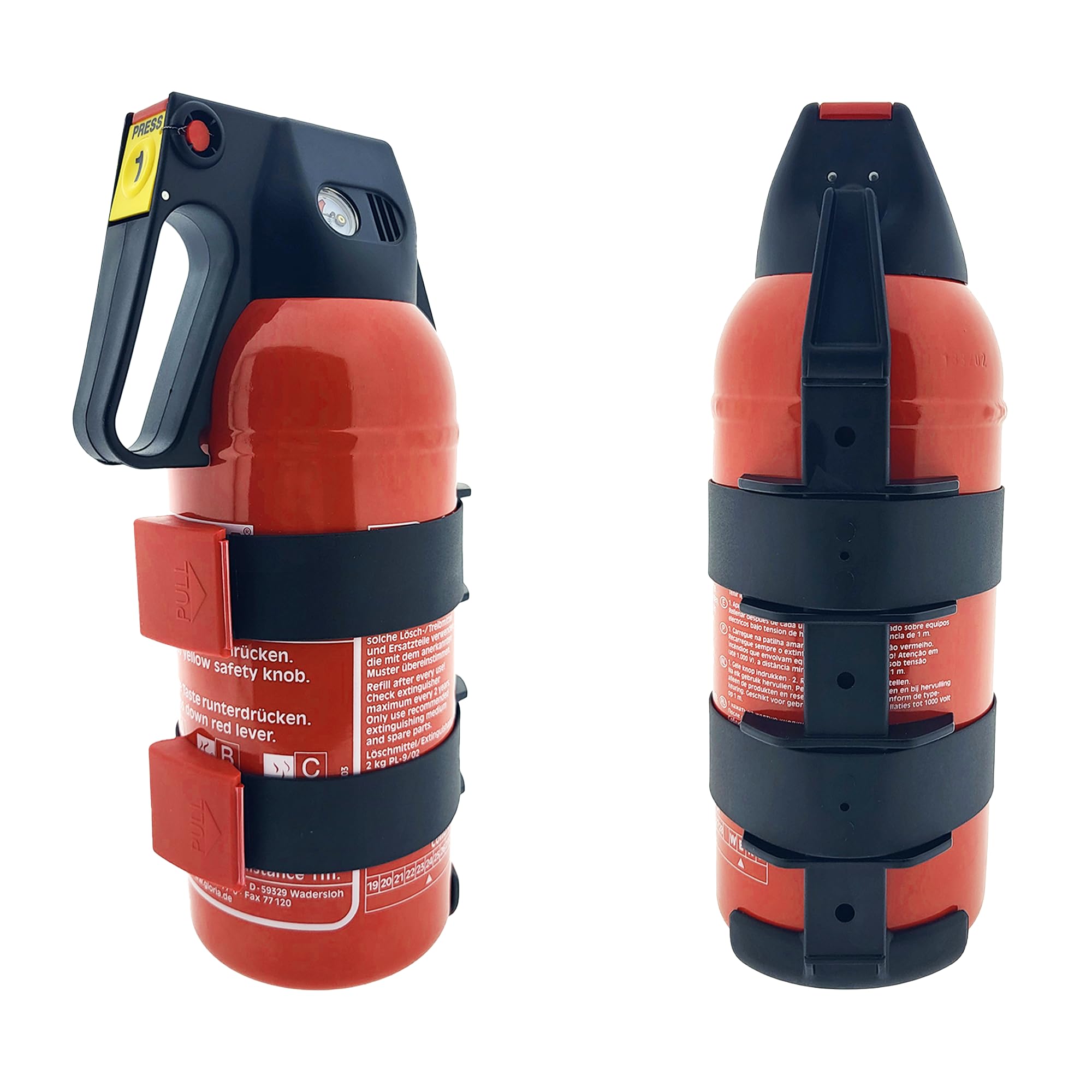 MBS FIRE Extincteur à poudre pour voiture P2 GM Rouge laqué Capacité d'extinction 2 kg Classe de feu A, B, C