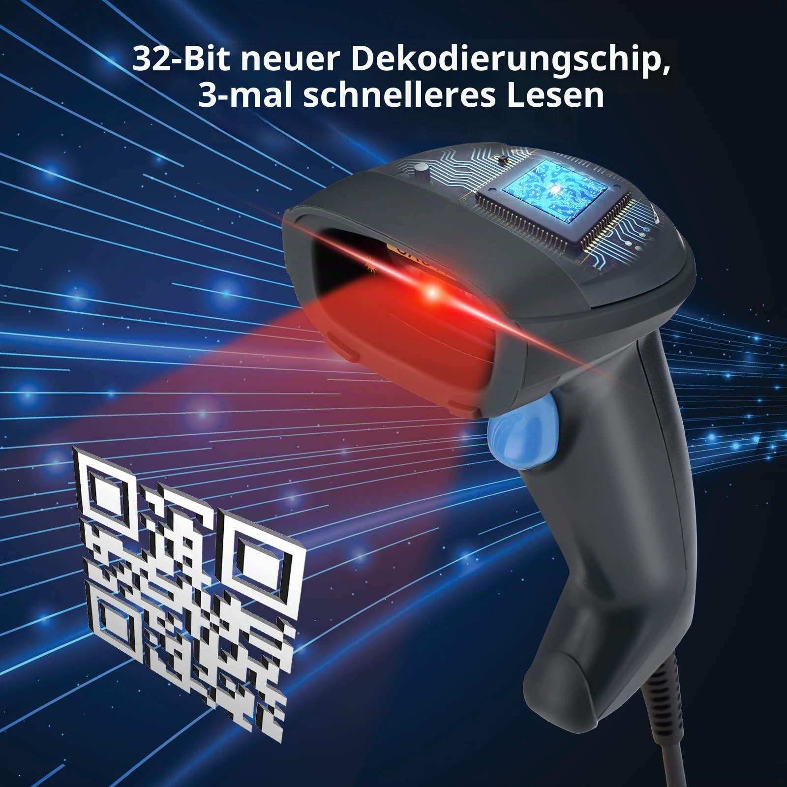 OBZ Barcode Scanner 2D 1D QR Code Scanner USB für Inventar, Handheld Handscanner mit CMOS für Bildschirm Scan (PDF417 Data Matrix) Barcode Leser für Lager, Kasse, PC, POS, Windows