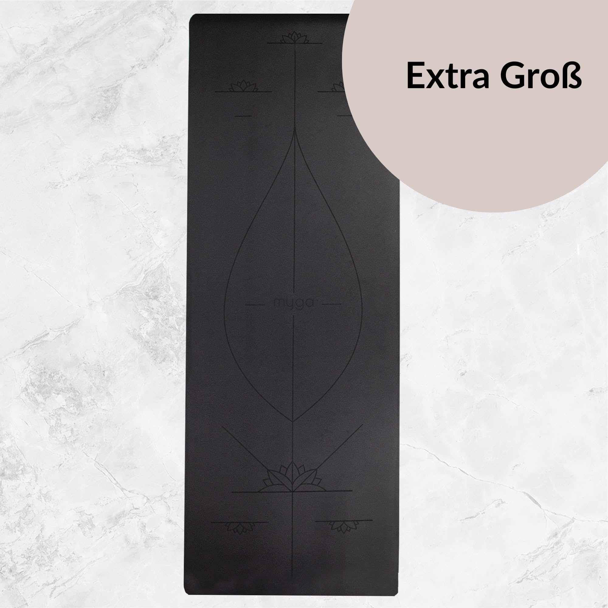 Myga Große Ausrichtungs-Yogamatte mit Körperausrichtungslinien, umweltfreundliche, rutschfeste Yogamatte, hochdichte PU-Polsterung (205cm x 70cm x 6mm)