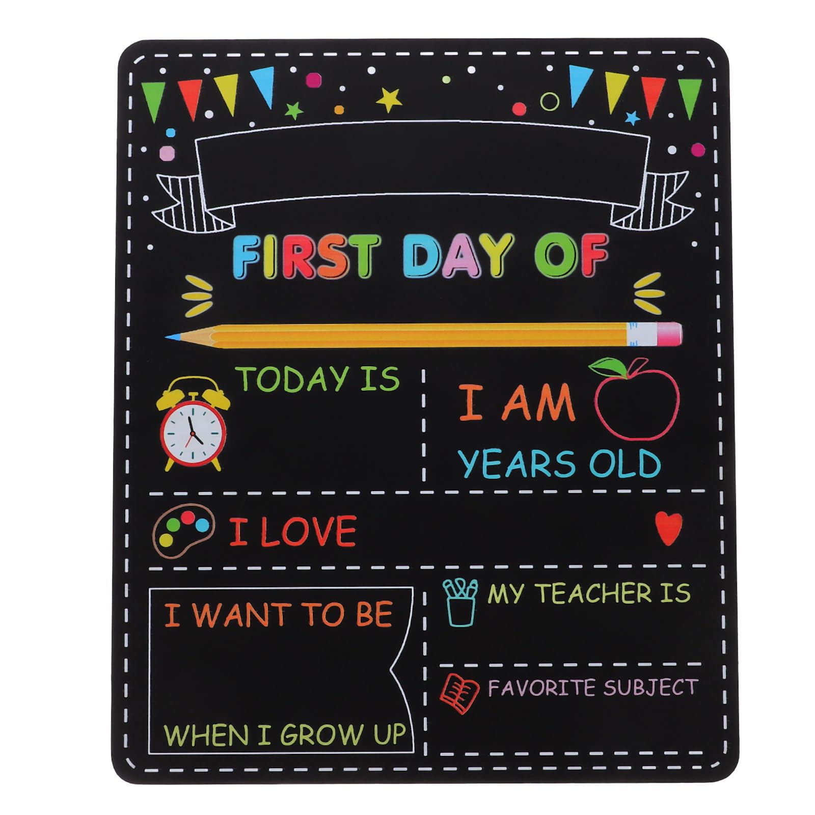 TOYANDONA First Day of School Board: Double-Sided Back to School Card for Kids, Wooden First Day of Nursery Board, Reusable Black Chalkboard for Nursery, Kindergarten, Photo Prop (11. 99x9. 98x0.