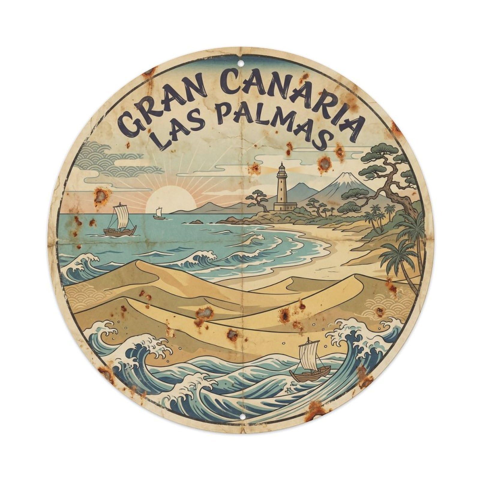 Olhnbad 08X08inch Style Atlantic Island Gran Canaria Las Palmas Travel Metal Tin Sign