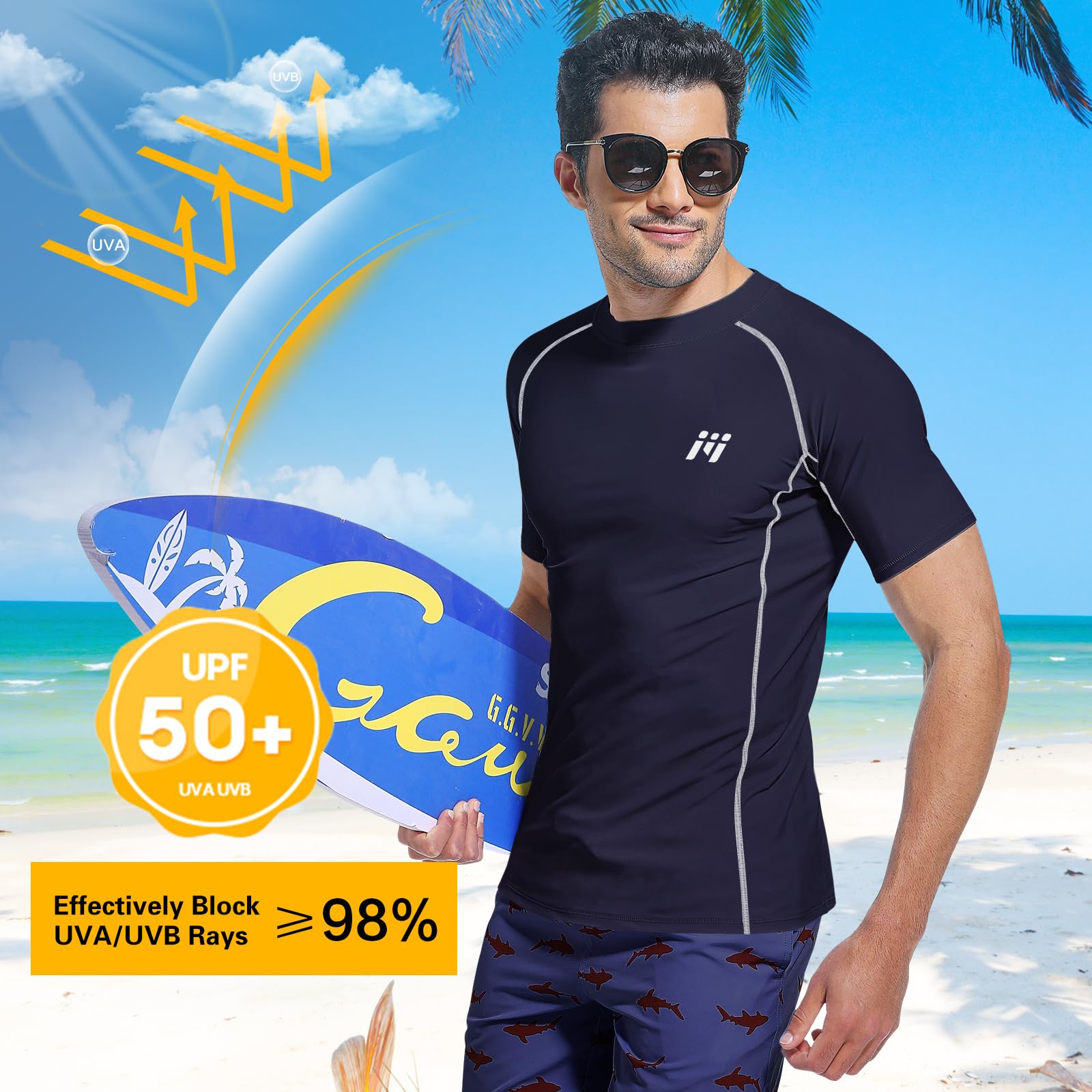 MEETWEE Camiseta Natación Hombre UV UPF 50+ Manga Corta Larga Rash Guard Protección Secado Rápido Surf Verano