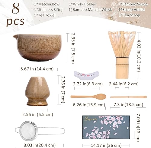 Miniatura 3 de Joyscale Juego de batidor de matcha, cuenco de matcha con boquilla, juego de 8 piezas de matcha (blanco al horno blanco) para hacer desayunocafé,