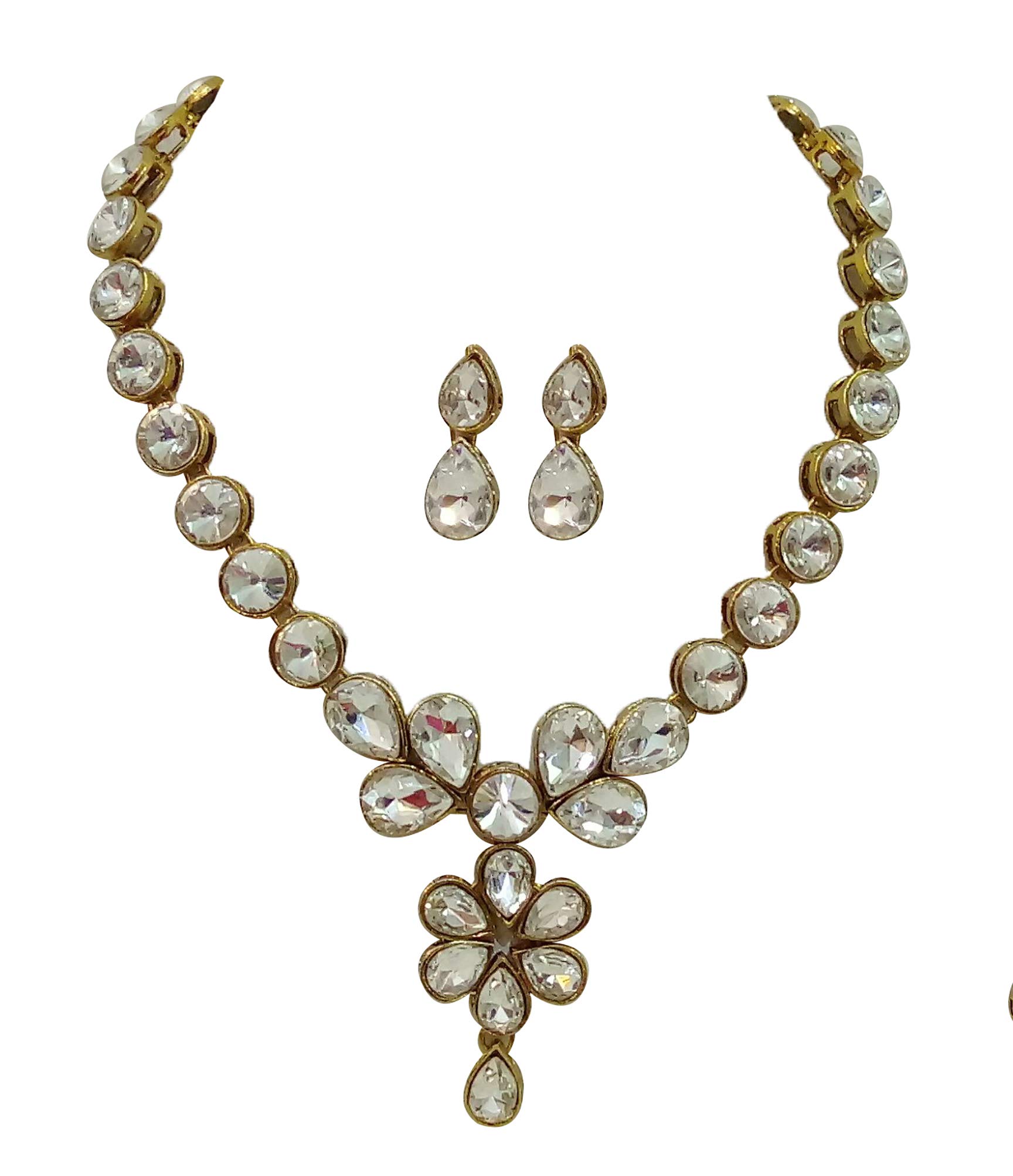 JN HANDICRAFT Kundan Stone Copper Golden Necklace for Women (B07DVQBJXG) Amazon Price History, Amazon Price Tracker