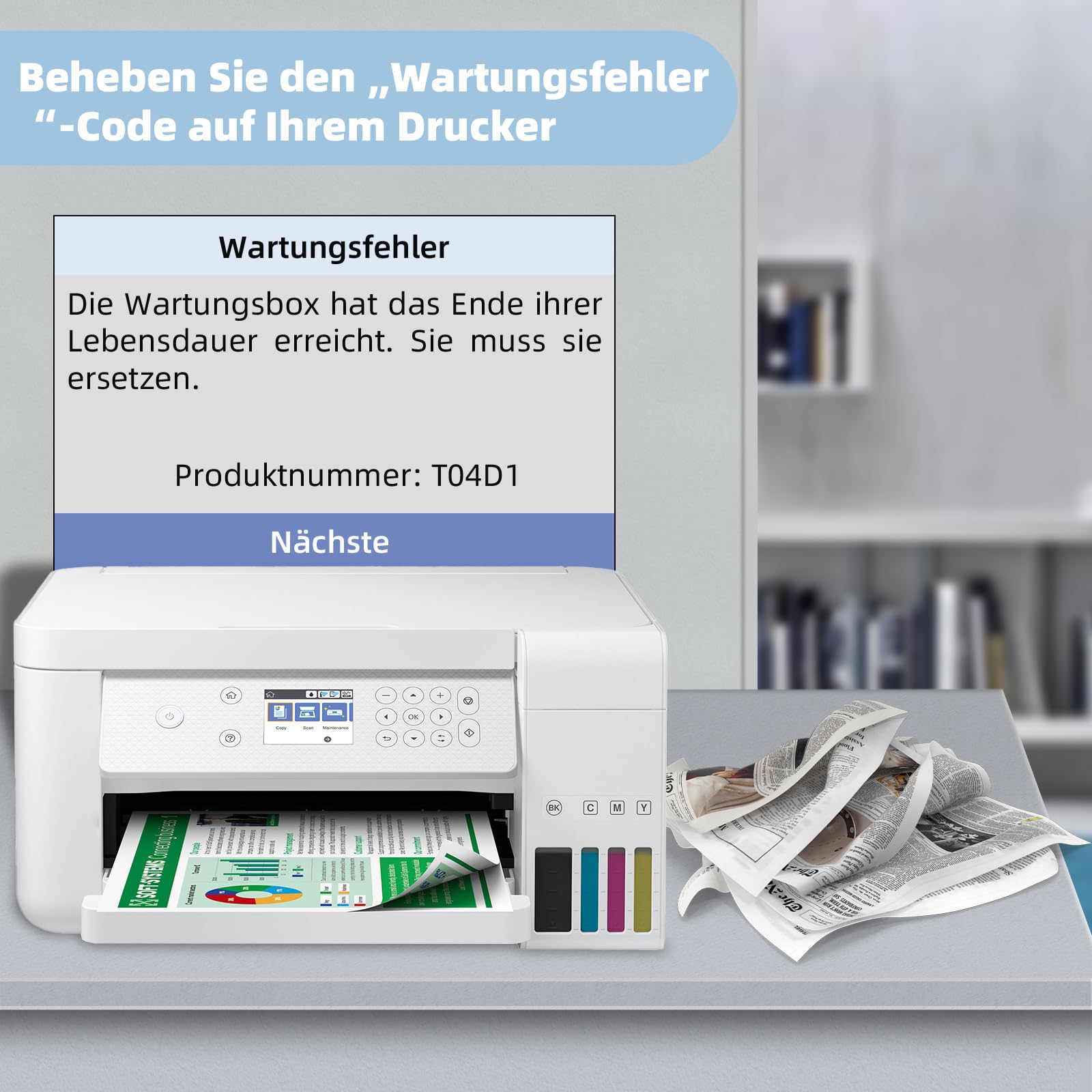 T04D1/T04D100 - Caja de mantenimiento compatible con impresoras Epson ET-4750 ET-4850 ET-3750 ET-15000 ET-3700 ET-4856 ET-5150 ET-5170, caja de mantenimiento T04D1/T04D100 CT 13T04 D100 -