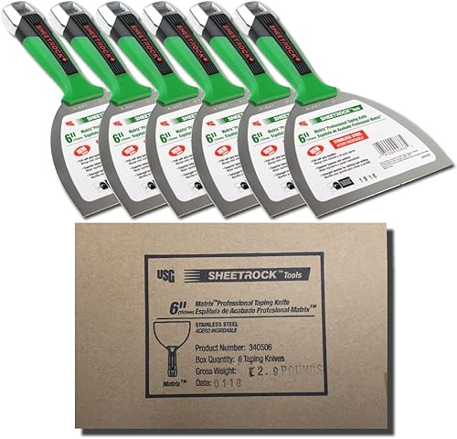 USG Sheetrock MATRIX - Cuchillo para juntas de acero inoxidable de 6 pulgadas, caja de contratista de 6 unidades
