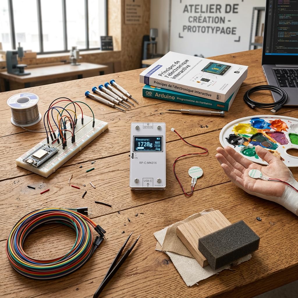 Garosa Módulo de Visualización de Sensores de Presión, Kit DIY con Película Flexible Ultradelgada, Alta Sensibilidad, 32x62.6x11mm, 3.3V-4.2V, Incluye Sensor y Pantalla, para Proyectos Electrónicos