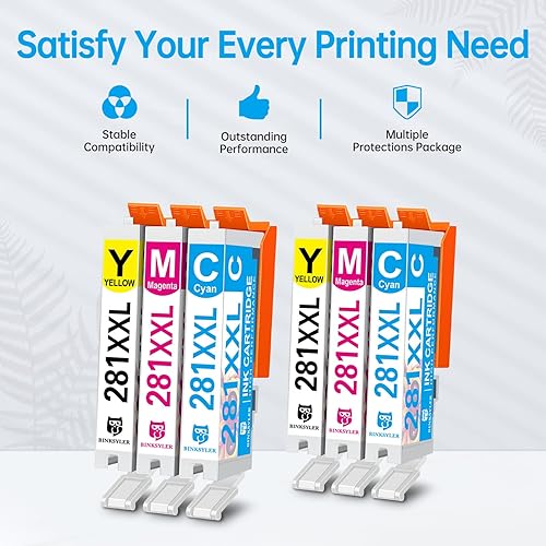 Miniatura 5 de 281 cartuchos de tinta XXL de repuesto para Canon CLI-281 281XXL 281 XL 281 XL 281 cartuchos de tinta funcionan para Canon Pixma TR7520 TR8520