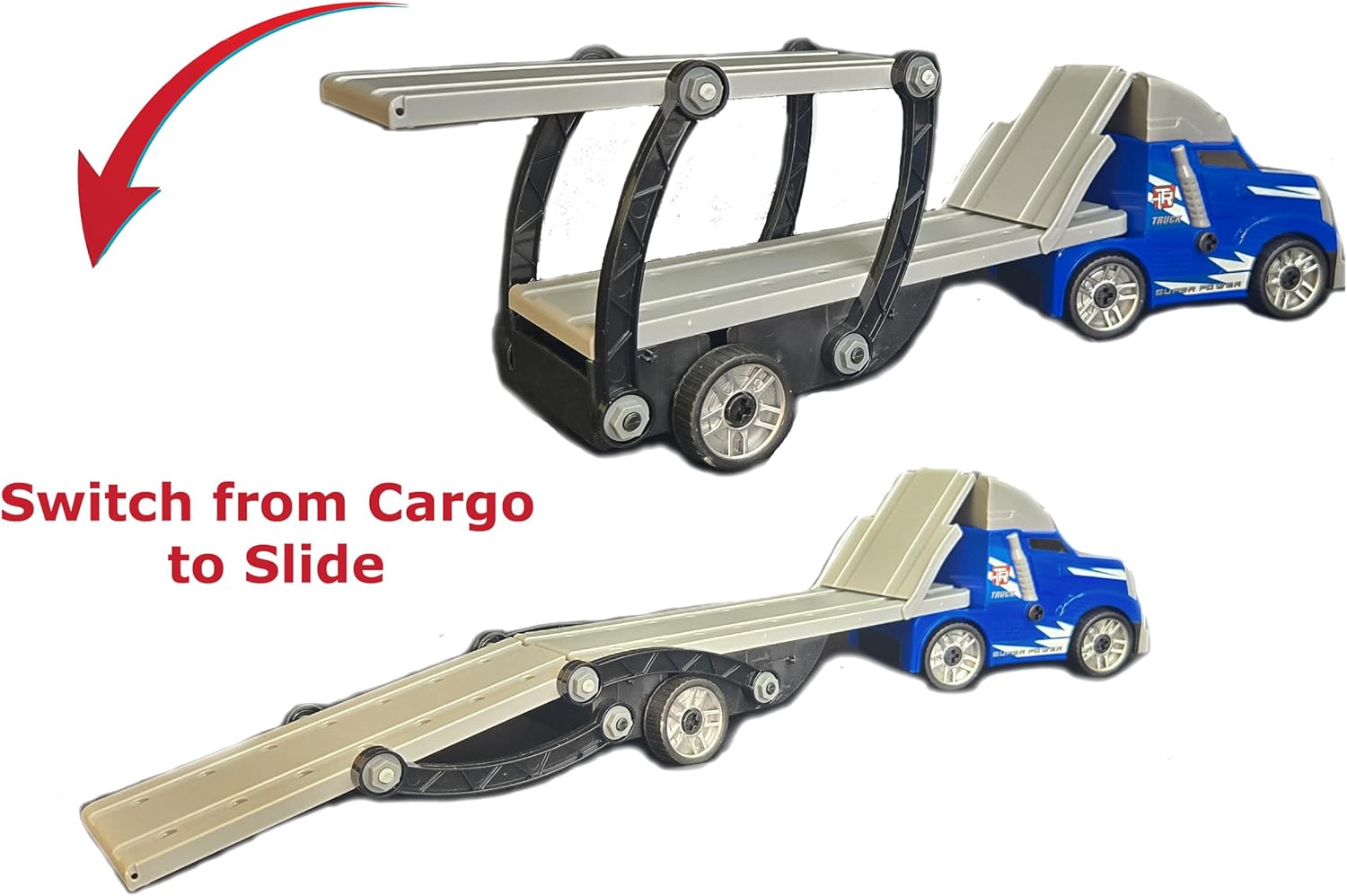 Buildable Police Car Transport Truck Set – Interactive 2-in-1 Hauler with Lights, Sounds, Tools, and Creative Rescue Mission Play