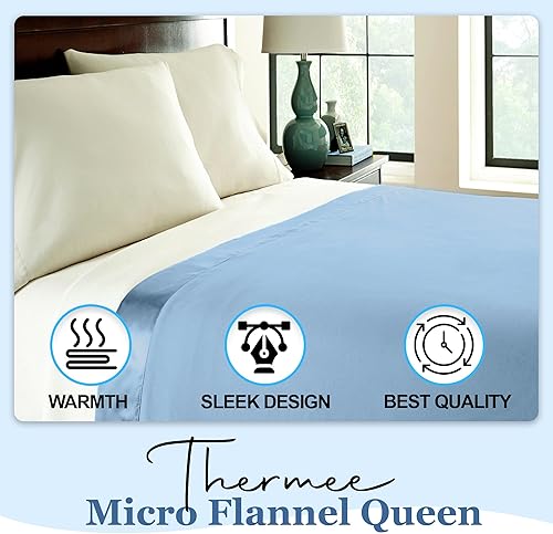 Miniatura 3 de Thermee Manta de microfranela tamaño King, ligera para todas las estaciones, acogedora manta para el hogar y la sala de estar, manta suave para