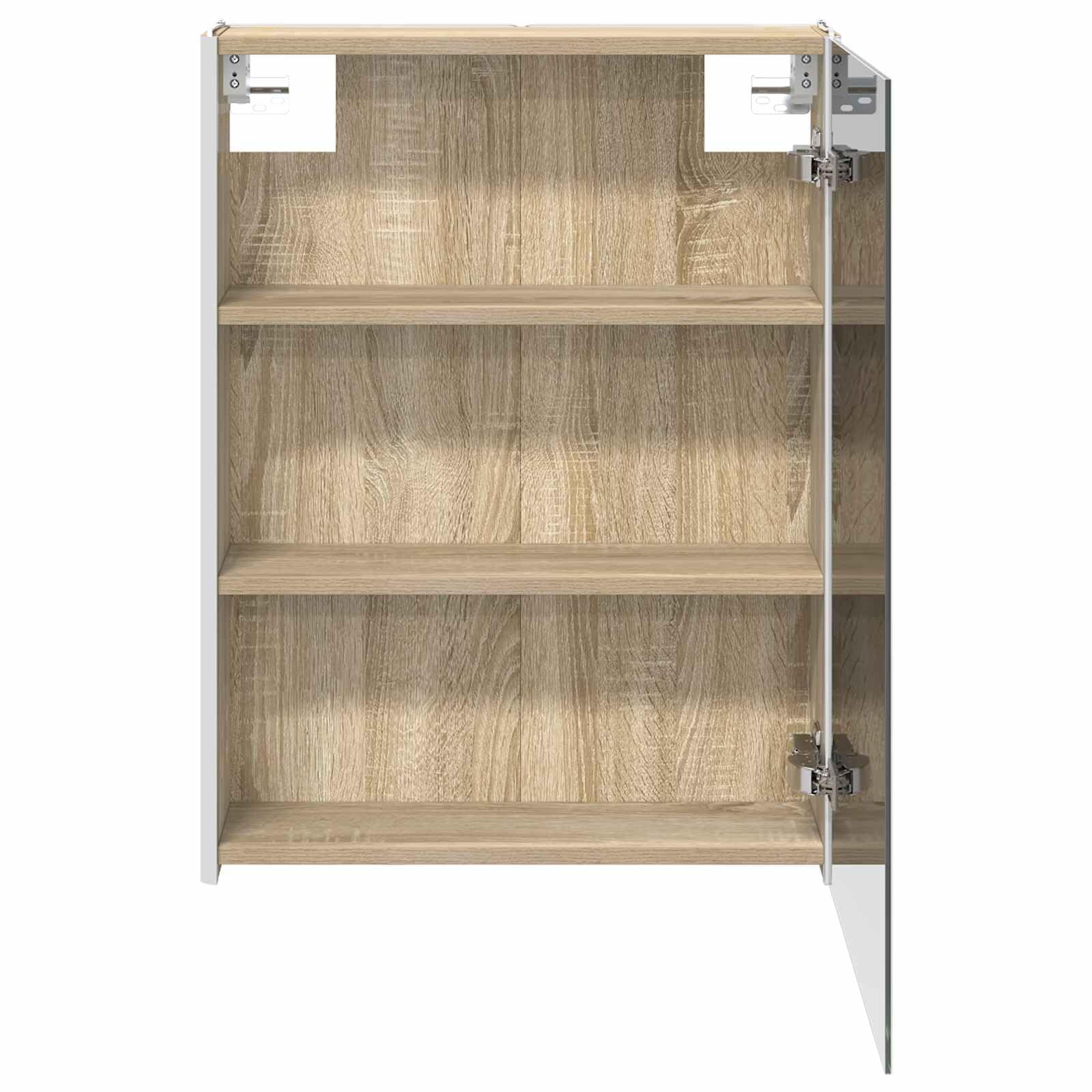 Szafka łazienkowa z lustrem dąb Sonoma z oświetleniem LED 53,5 x 15,5 x 70 cm, materiał drewnopochodny, montaż na ścianie, miejsce do przechowywania z półkami, meble łazienkowe do pralni i