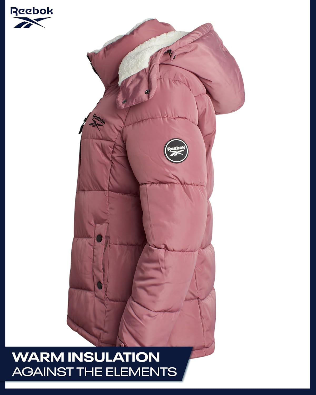 Reebok Womens Puffer Jacket - Heavyweight Puffer Coat with Faux Fur Trim Hood - Outerwear Down Winter Jackets for Women - Image 6