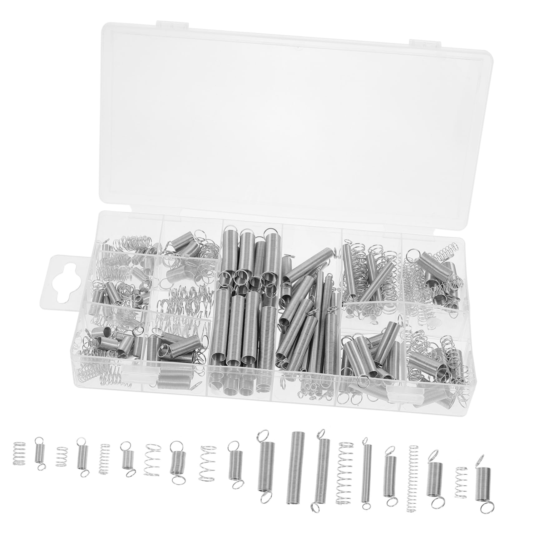 NAMOARLY 200pcs Spring Kit Silver Spring Steel Spring Mix Industry Spring Assortment Tiny Spring Assortment