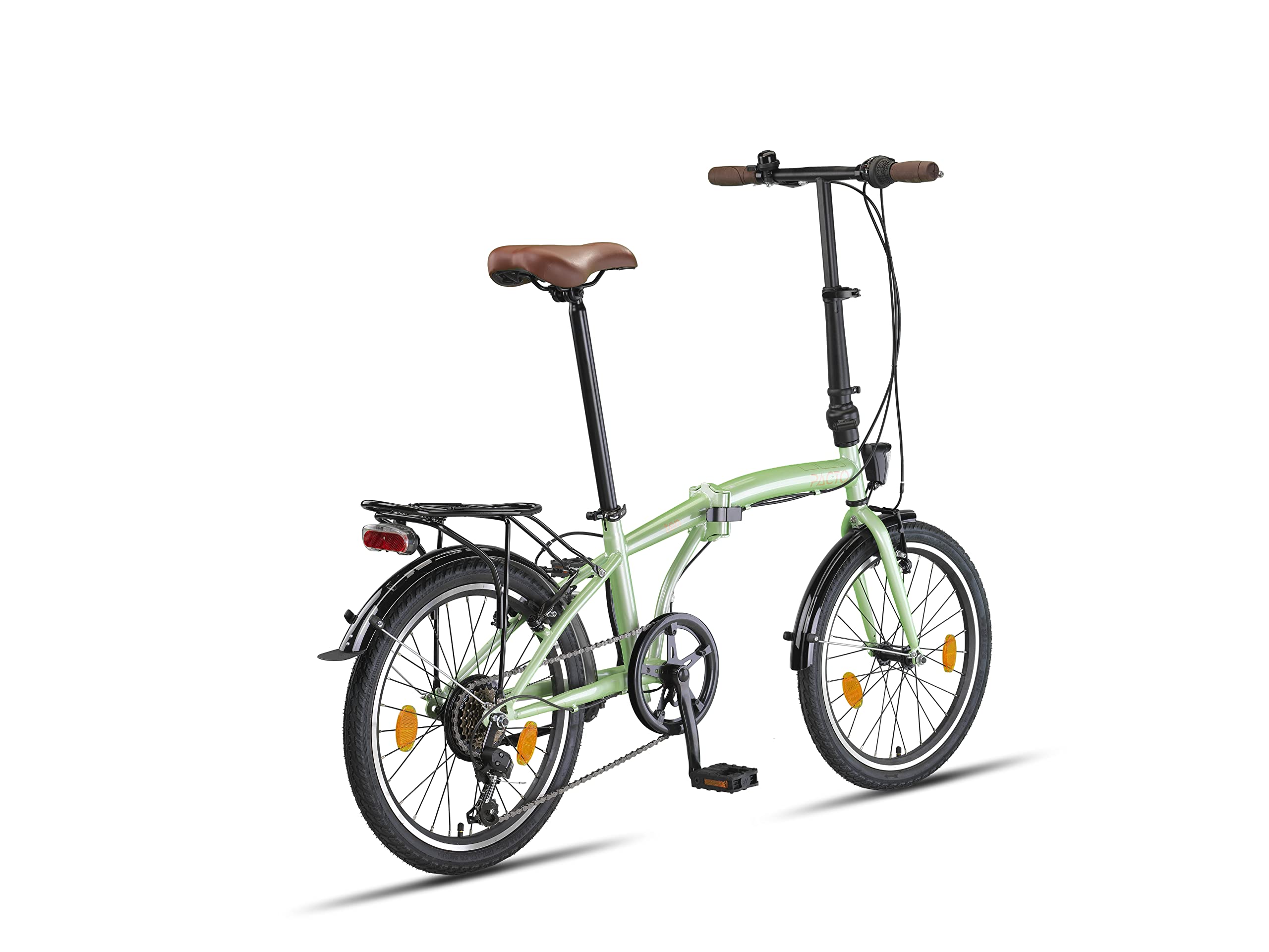 PACTO Ten rower składany 20 cali z systemem szybkiego składania (10 sek), stalowa rama, lekki (16 kg), Shimano, 6 biegów, hamulce V-brake i podwójne ścianki aluminiowe