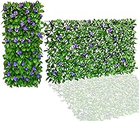 Vista 1 de Pantalla de Privacidad Expandible de Cercado para Balcón, Patio Exterior, Panel Decorativo de Cercado de Hiedra Artificial, Setos Artificiales