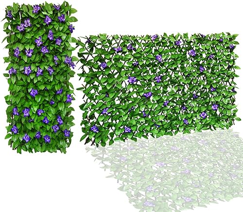 Miniatura 5 de Sumery Rejilla de privacidad de valla expandible para balcón, patio al aire libre, panel de cercado decorativo de hiedra sintética, setos