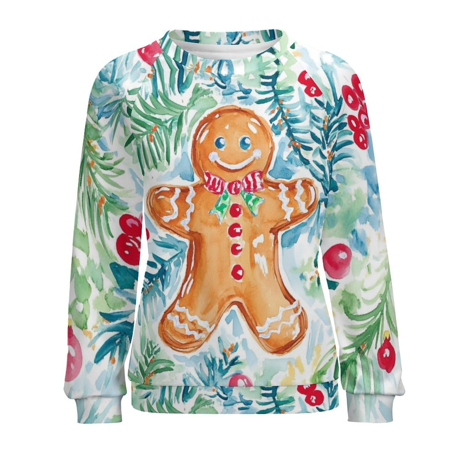 Gingerbread Sweatshirt Women Pullover Crewneck Oversized Cute Graphic 2024 Winter Fashion Holiday Vintage Blouses