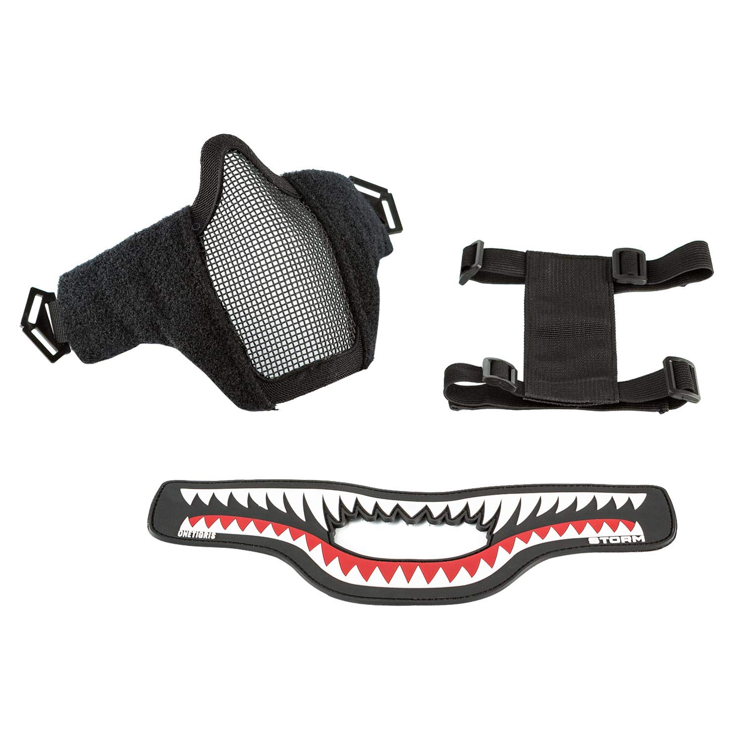 OneTigris X Storm Maschera Tattica a metà Viso con Rete di Protezione per Softair e Paintball, Pieghevole Regolabile con Cinghia Elastica, Lower Face Mask
