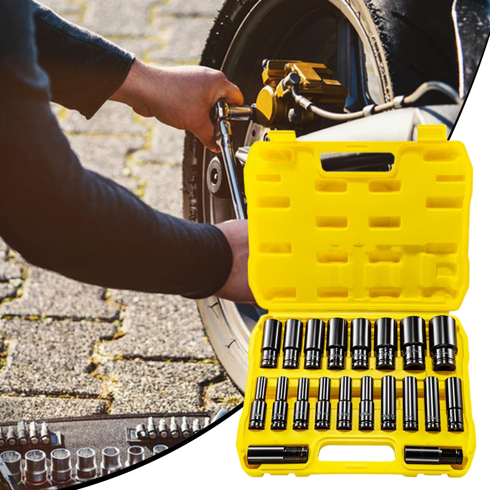 Głębokie Nasadki Przedłużka, Grzechotka, Adapter, Narzędzie | Zestaw głębokich nasadek metrycznych Do stosowania w warsztacie mechanicznym, motoryzacyjnym, konserwacyjnym i