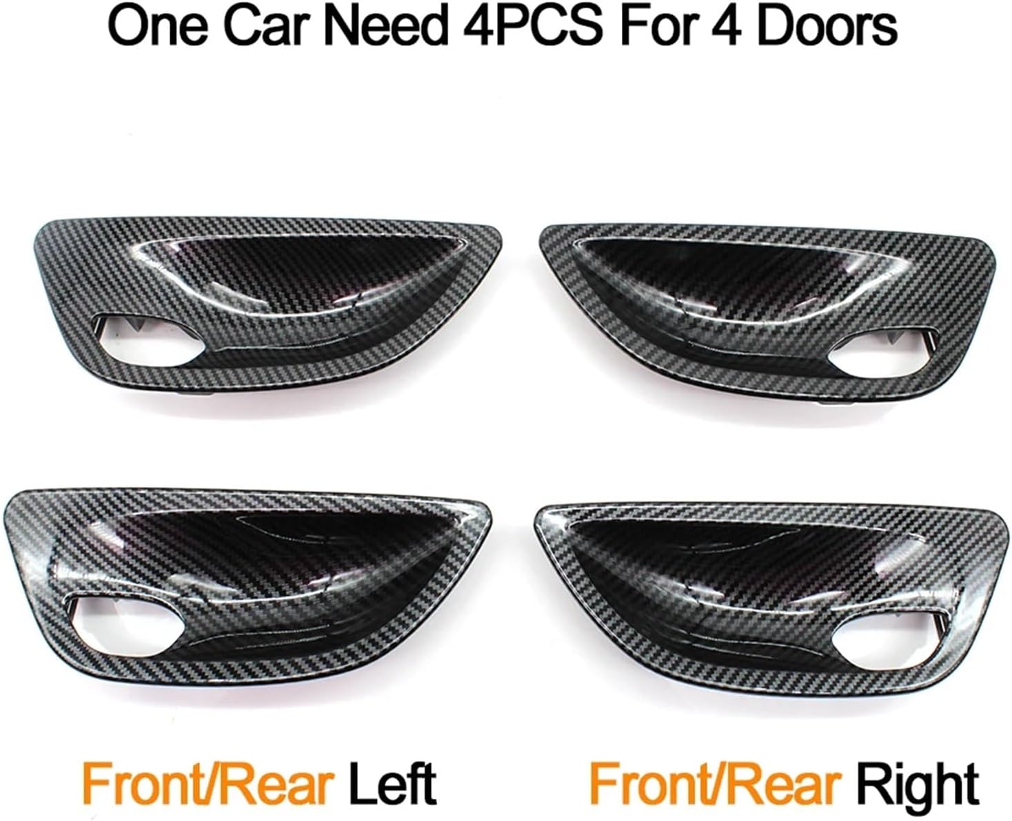 Carbon Fiber Interior Door Panel Opening Handle Bowl Cover Trim Replacement for bmws 5 Series F10 F11 520i 523i 525i 528i 535i(Left 1PC)