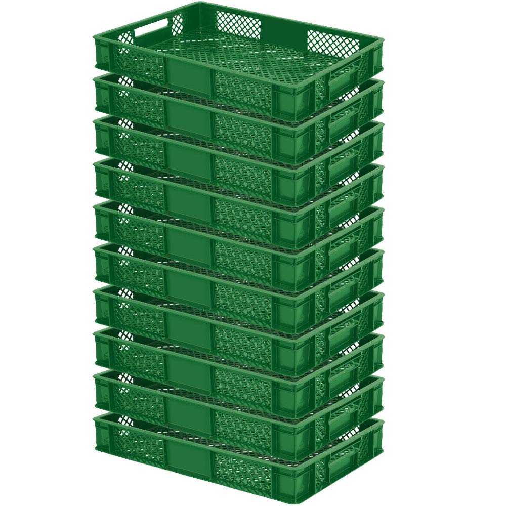 BRB 10 x pojemnik euro/pojemnik do układania w stos, dł. x szer. x wys. 600 x 400 x 90 mm, pojemność 15 litrów (zielony)