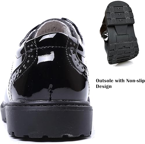 Miniatura 5 de DADAWEN Zapatos de uniforme escolar con cordones para niños y niñas, cómodos zapatos de vestir Oxford (bebéniño pequeñoniño grande)