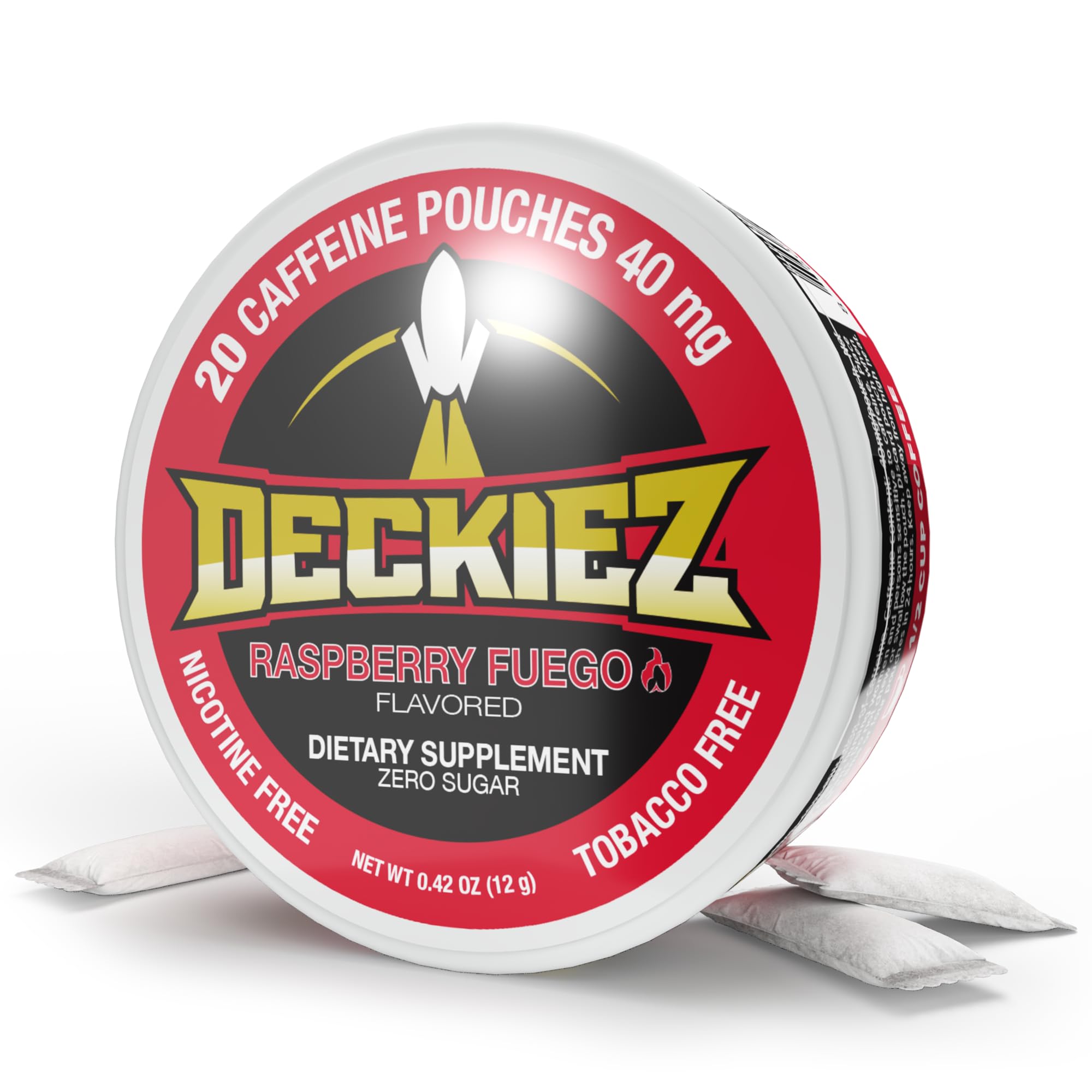 Energy Pouches, 1 Can (20 Servings), Sugar Free Caffeine Supplement, Coffee Pouches & Energy Drink Alternative, 40mg Caffeine Pouches, Raspberry Fuego Flavor