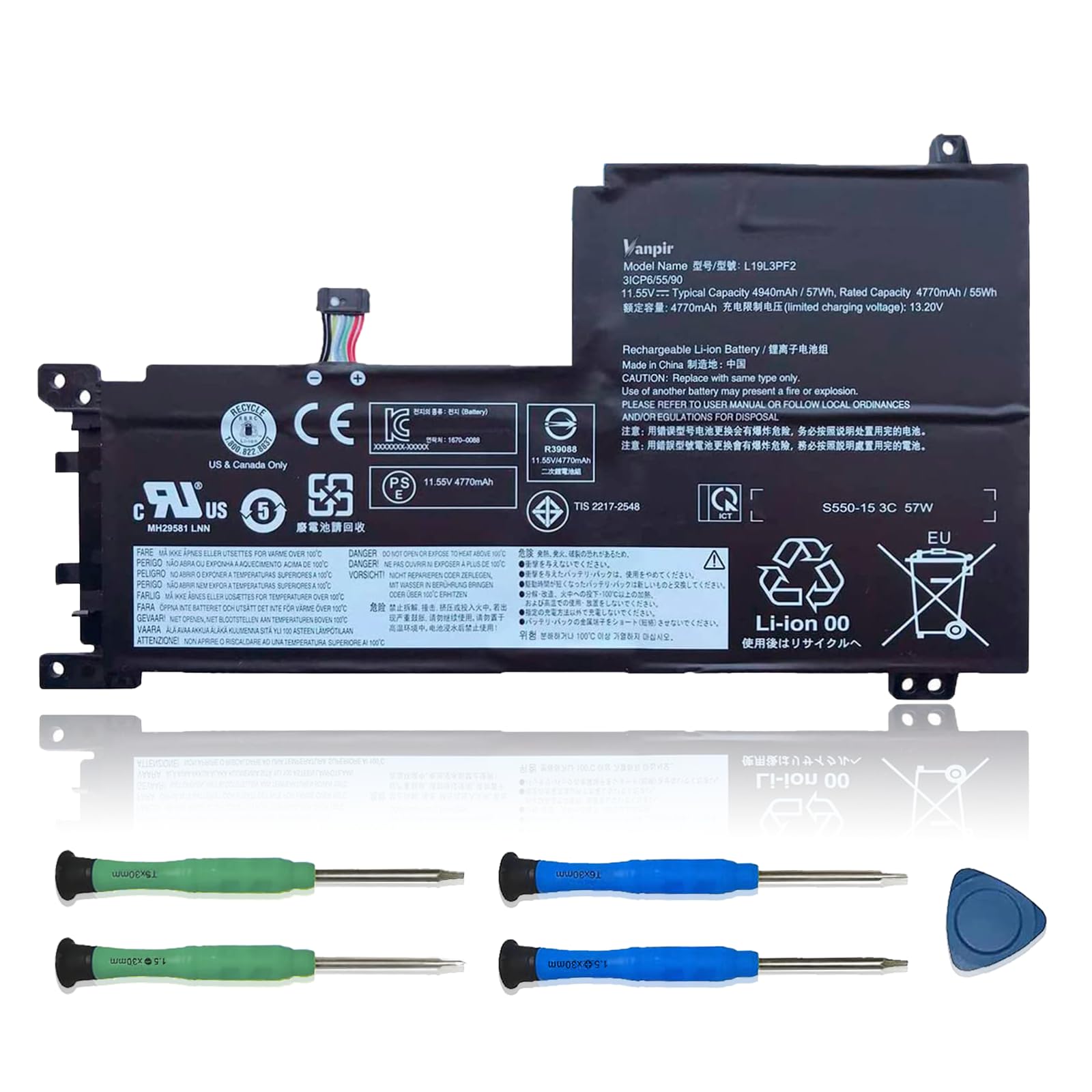 VANPIR L19L3PF2 Laptop Battery Replacement for Lenovo Ideapad 5-15ARE05 5-15IIL05 Series Notebook L19L4PF1 L19C3PF4 L19C3PF5 L19C4PF1 L19M3PF6