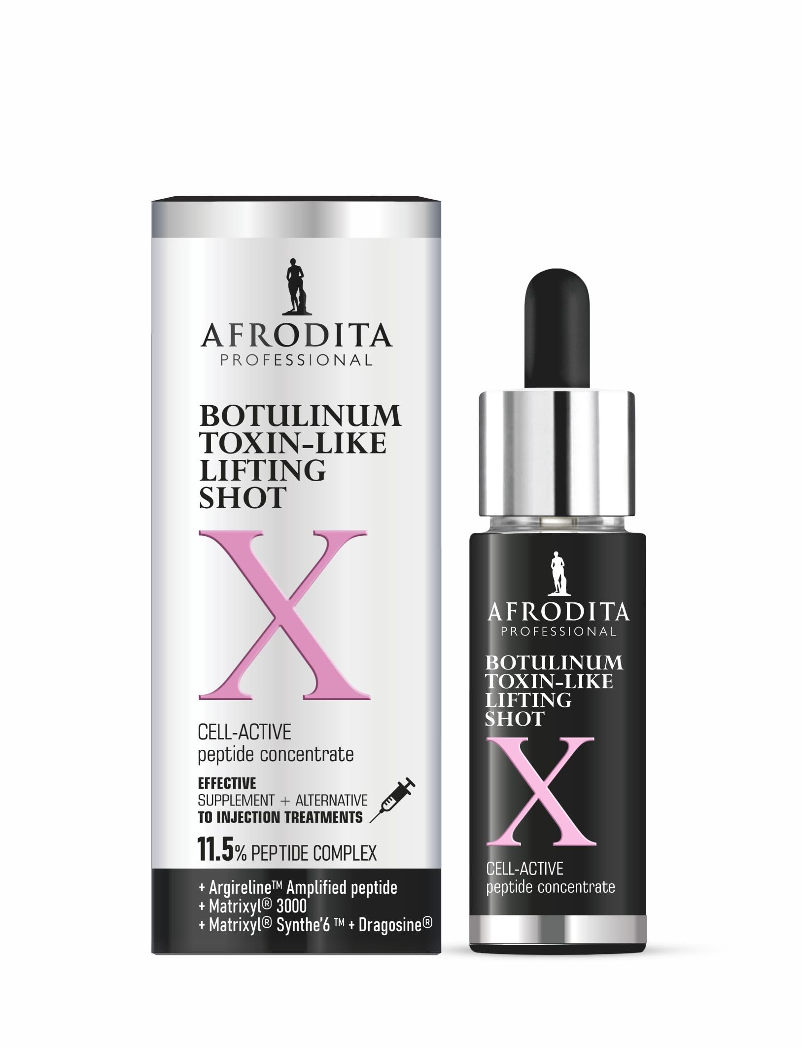 Afrodita Professional Botulinum Toxin-Like X Lifting Shot Peptid-Gesichtsserum gegen Mimikfalten Anti-Aging Lifting Konzentrat für glattere straffere Haut 30 ml