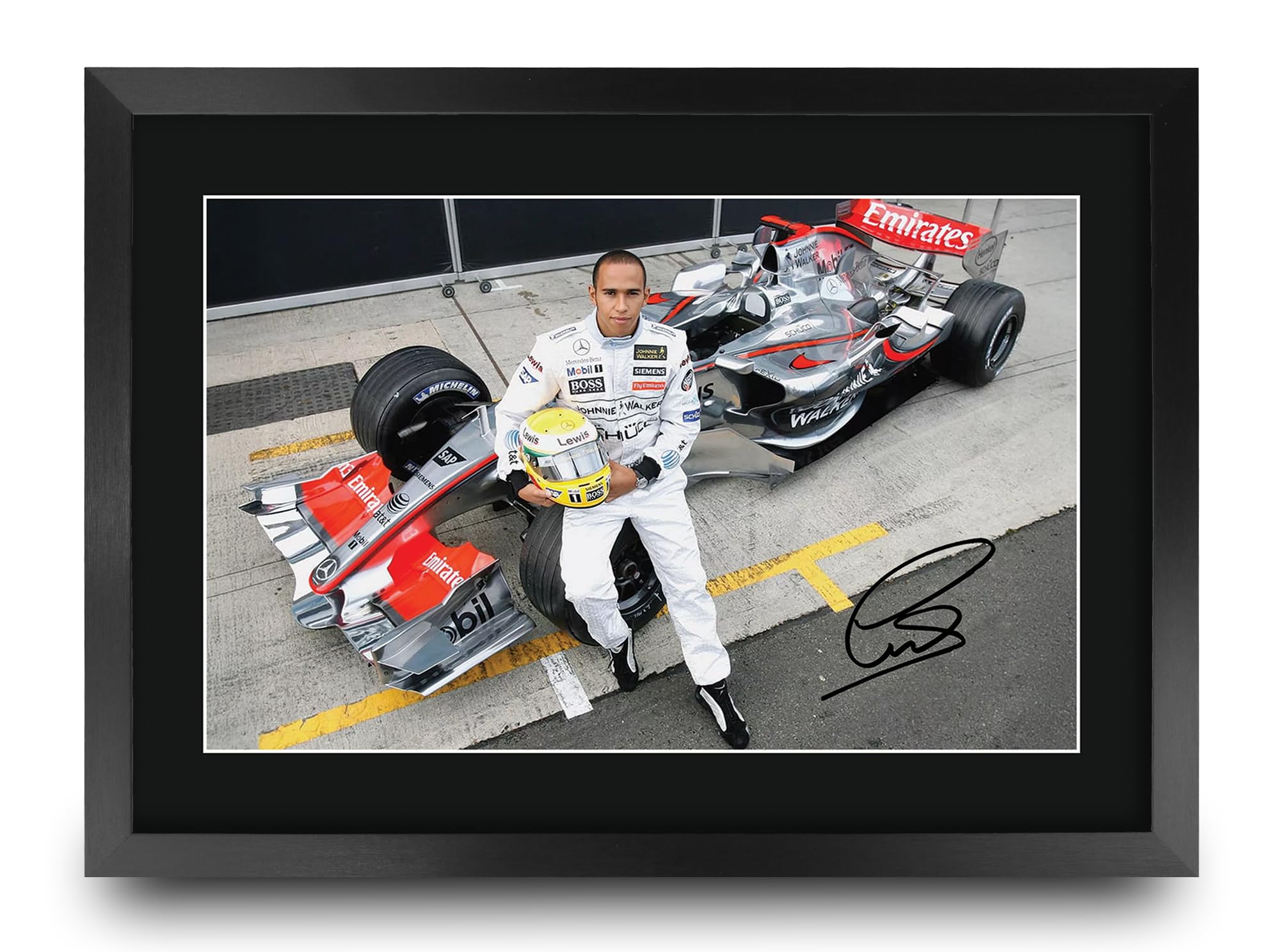 HWC Trading Lewis Hamilton Mercedes Gifts Printed Signed Autograph Picture for F1 Formula 1 Racing Fans (ID-000127) - A3 Framed — image 1