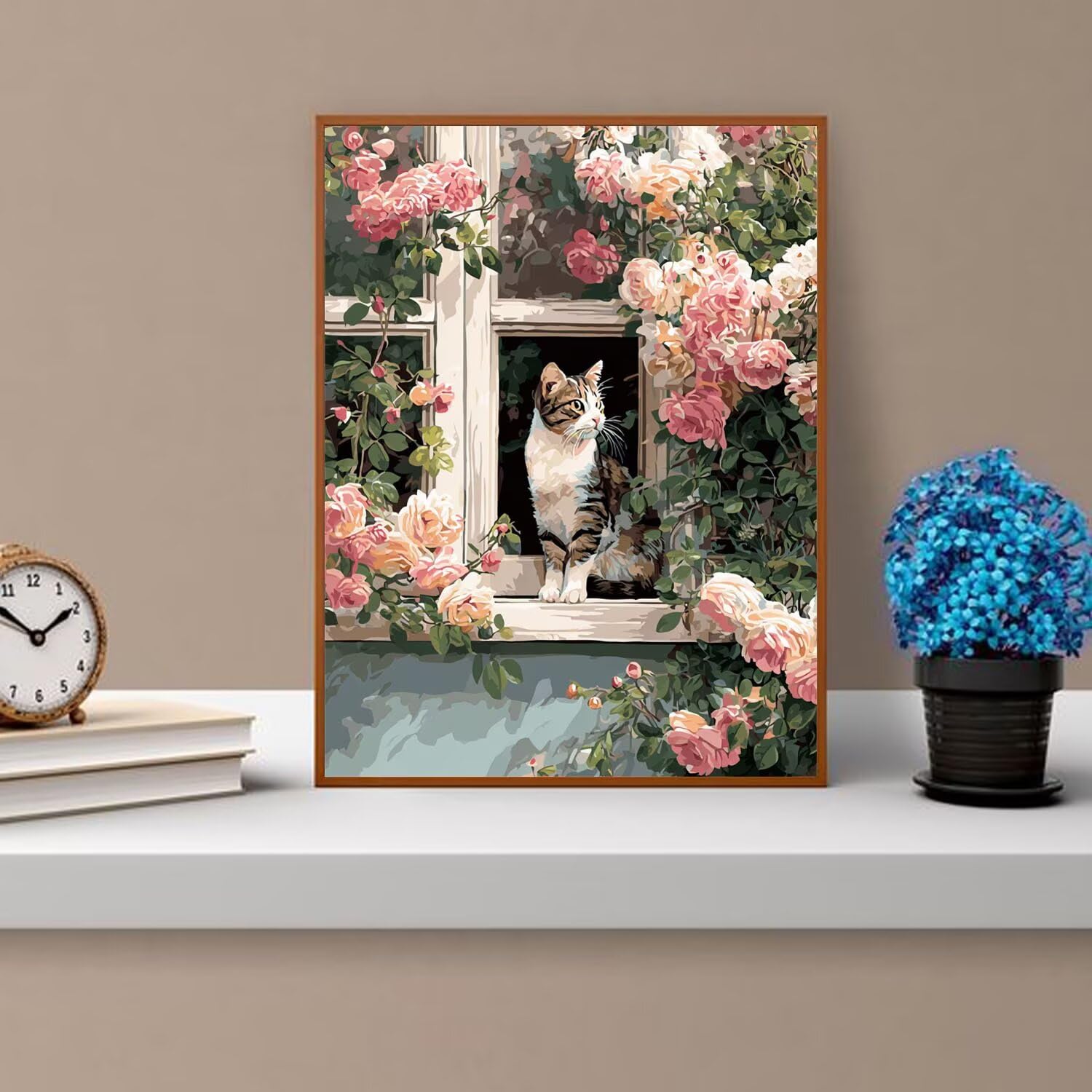 Dipingere con i Numeri Adulti gatto, Fiori Dipingere con i Numeri Bambini DIY Kit, Set Premium con Pennelli, Decorazione Casa & Creativo Regalo di Compleanno, Attività di Tempo libero 90x120cm z-287